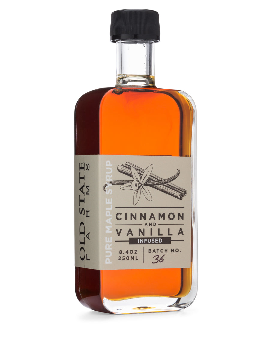 Old State farms cinnamon & vanilla infused pure maple syrup runamuck pure maple syrup