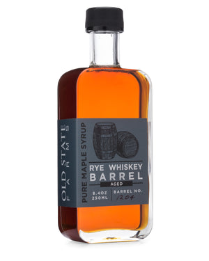 old state farms rye whiskey barrel aged pure maple syrup