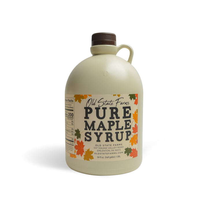 Unfiltered Pure Maple Syrup, 1/2 Gallon Jug, Dark Bold Flavor